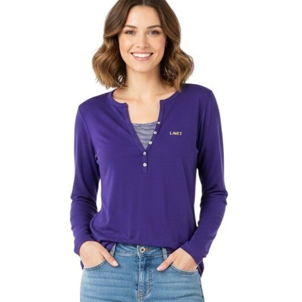 Cutter & Buck LSU Long Sleeve Top Women's XL Purple White Sports Activewear 90s